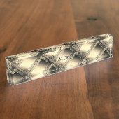 Gold Geometric Abstract Naambordje (Zijkant)