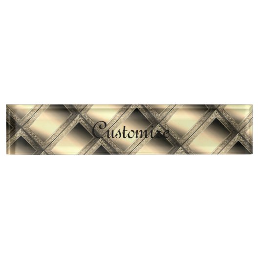 Gold Geometric Abstract Naambordje (Voorkant)