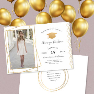 Gold Geometric afstuderen Invitation Kaart