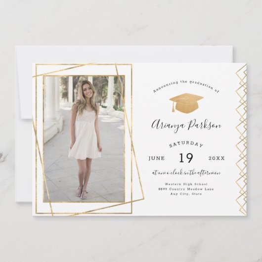 Gold Geometric afstuderen Invitation Kaart (Voorkant)