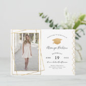Gold Geometric afstuderen Invitation Kaart (Staand voorkant)