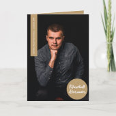 Gold Geometric Afstuderen Photo Invitation (Voorkant)