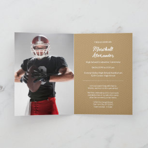 Gold Geometric Afstuderen Photo Invitation