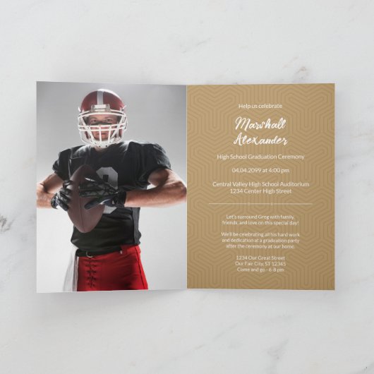 Gold Geometric Afstuderen Photo Invitation (Binnen)