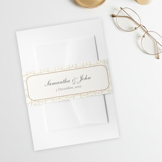 Gold Geometric Arch and Ivory Modern Wedding Uitnodigingen Wikkel