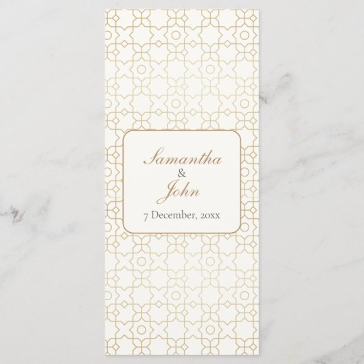 Gold Geometric Arch Art Deco Inspired Wedding Menu (Achterkant)