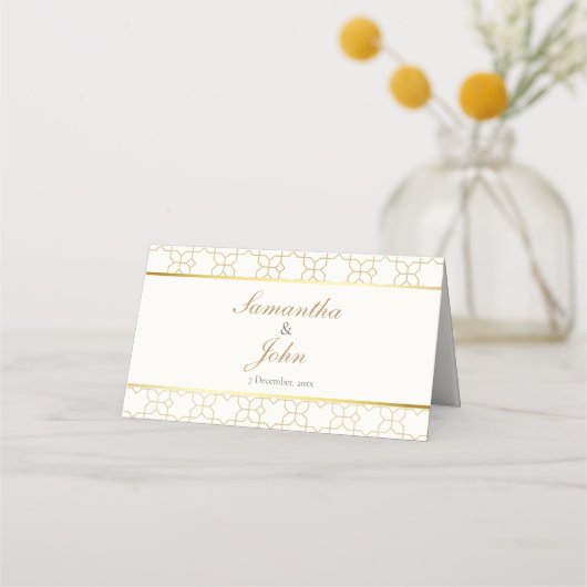 Gold Geometric Arch Art Deco Wedding Table Plaatskaartje (Achterkant)