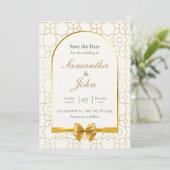 Gold Geometric Arch Photo Save the Date Cards Kaart (Staand voorkant)