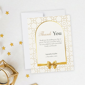 Gold Geometric Arch Photo Wedding Bedankkaart