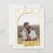 Gold Geometric Arch Photo Wedding Bedankkaart (Achterkant)