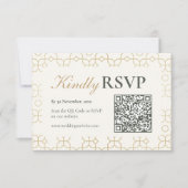 Gold Geometric Arch Wedding RSVP with QR Code (Voorkant)
