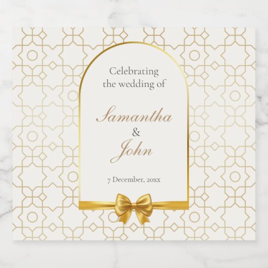 Gold Geometric Arch Wedding Sparkling Wine Labels Wijnetiket (Enkel label)