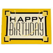 Gold Geometric Art Deco Happy Birthday Groot Cadeauzakje (Voorkant)