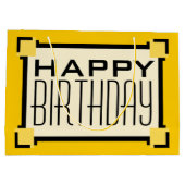 Gold Geometric Art Deco Happy Birthday Groot Cadeauzakje (Achterkant)