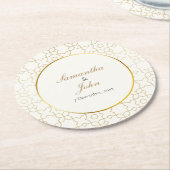 Gold Geometric Art Deco Pattern Wedding Ronde Kartonnen Onderzetter (Gebogen)