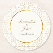 Gold Geometric Art Deco Pattern Wedding Ronde Kartonnen Onderzetter (Voorkant)