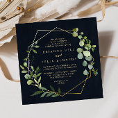 Gold Geometric Blue Diamond Weddenschap Kaart