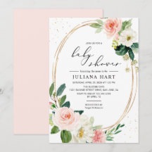 Gold Geometric Blush Pink Floral Baby shower