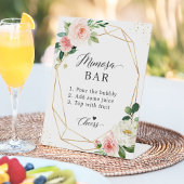 Gold Geometric Blush Pink Floral Mimosa Bar Reclamebord Met Voetstuk