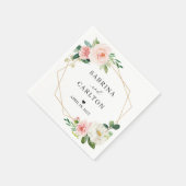 Gold Geometric Blush Pink Floral Wedding Servet (Hoek)