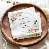 Gold Geometric Blush Pink Floral Wedding Servet