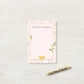 Gold Geometric Blush Pink Heart Post-it® Notes (Op bureau)