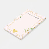 Gold Geometric Blush Pink Heart Post-it® Notes (Schuin)