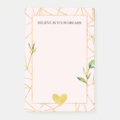 Gold Geometric Blush Pink Heart Post-it® Notes (Voorkant)