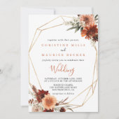 Gold Geometric Boho Floral Front & Back Wedding Kaart (Voorkant)