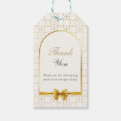 Gold Geometric Bow Wedding Favor Cadeaulabel (Voorkant)