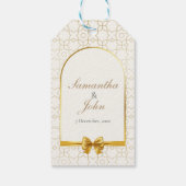 Gold Geometric Bow Wedding Favor Cadeaulabel (Achterkant)