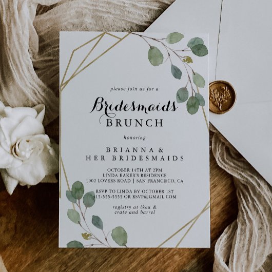 Gold Geometric Bridesmaids Brunch Shower Kaart