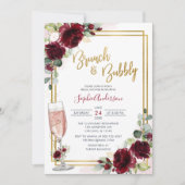 Gold Geometric Burgundy Floral Brunch en brabbel Kaart (Voorkant)