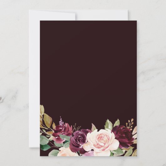 Gold Geometric Burgundy Floral Spain Wedding Kaart (Achterkant)