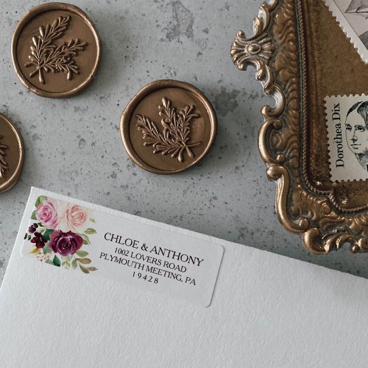 Gold Geometric Burgundy Return Label