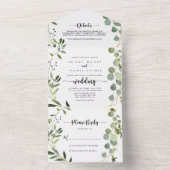 Gold Geometric Calligraphy Eucalyptus Wedding All In One Uitnodiging (Binnen)