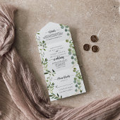 Gold Geometric Calligraphy Eucalyptus Wedding All In One Uitnodiging