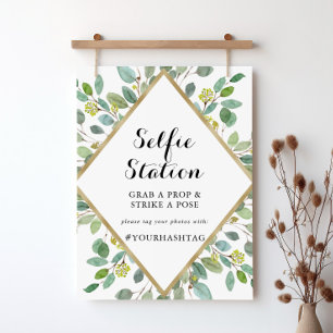 Gold Geometric Calligraphy Selfie Station Sign Poster