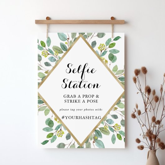 Gold Geometric Calligraphy Selfie Station Sign Poster