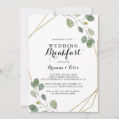 Gold Geometric Calligraphy Weddenschap Breakfast Kaart (Voorkant)