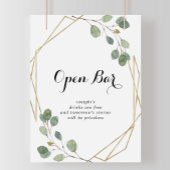 Gold Geometric Calligraphy Weddenschap Open Bar Poster
