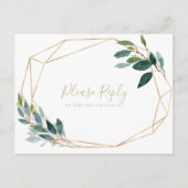 Gold Geometric Chic Eucalyptus Menu Keuze RSVP (Voorkant)