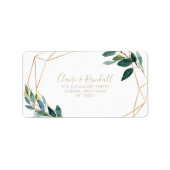 Gold Geometric Chic Eucalyptus RSVP Adres Etiket (Voorkant)