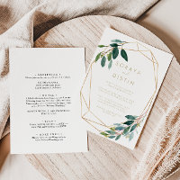 Gold Geometric Chic Foliage Back & Front Wedding