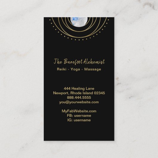 *~* Gold Geometric Cosmic Sacred Geometry Boho Visitekaartje (Achterkant)