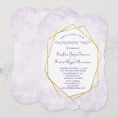 Gold Geometric Diamond Lavender Engagement Party Kaart (Voorkant / Achterkant)