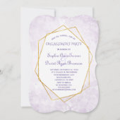 Gold Geometric Diamond Lavender Engagement Party Kaart (Voorkant)