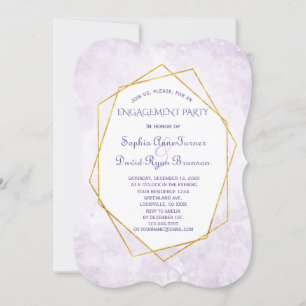 Gold Geometric Diamond Lavender Engagement Party Kaart