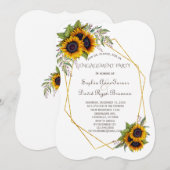 Gold Geometric Diamond Sunflower Engagement Party Kaart (Voorkant / Achterkant)