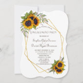 Gold Geometric Diamond Sunflower Engagement Party Kaart (Voorkant)